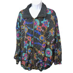 Vintage 80s 90s Lady Lavon Size 1X Funky Abstract Hip-hop Track Jacket